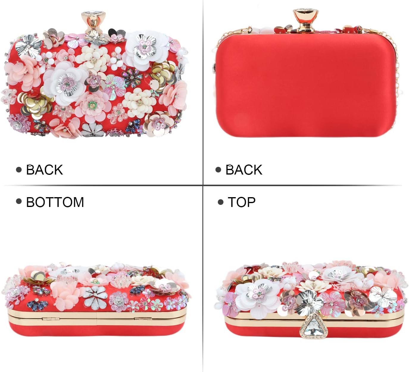 Lanpet Women Clutches Flower Evening Handbag Chain Strap Shoulder Bag - Image 6