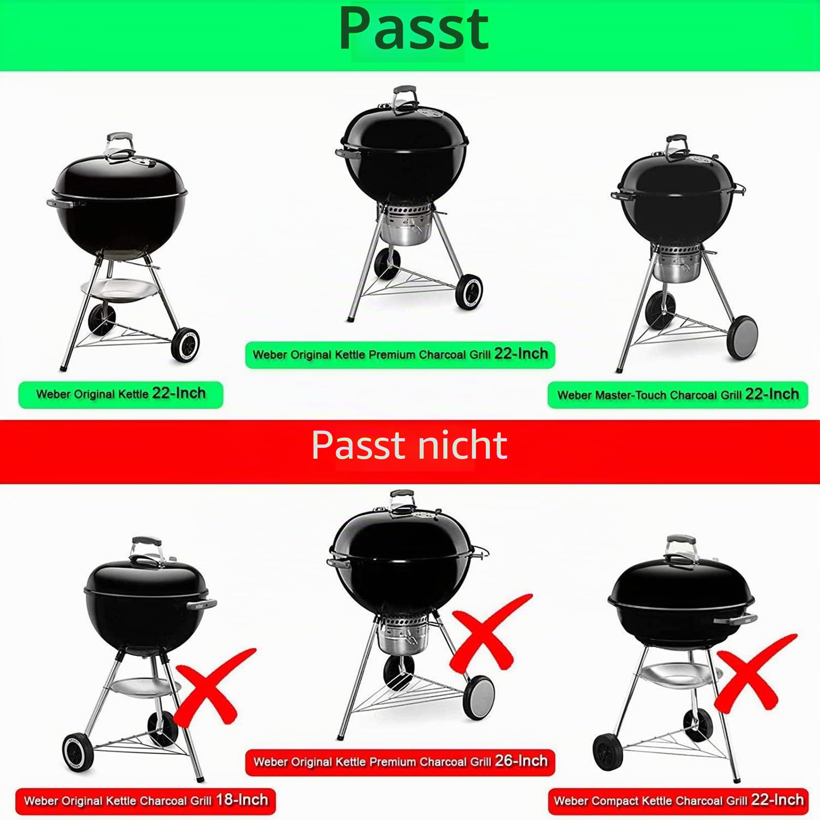 GFTIME Grill Beistelltisch für Weber 57 cm Kugelgrill, Master-Touch & Napoleon Kettle, Klappbarer BBQ Seitentisch, Rostfreier Stahl, Inkl. Haken, Perfekt für Outdoor Grillen, Holzkohlegrill Zubehör