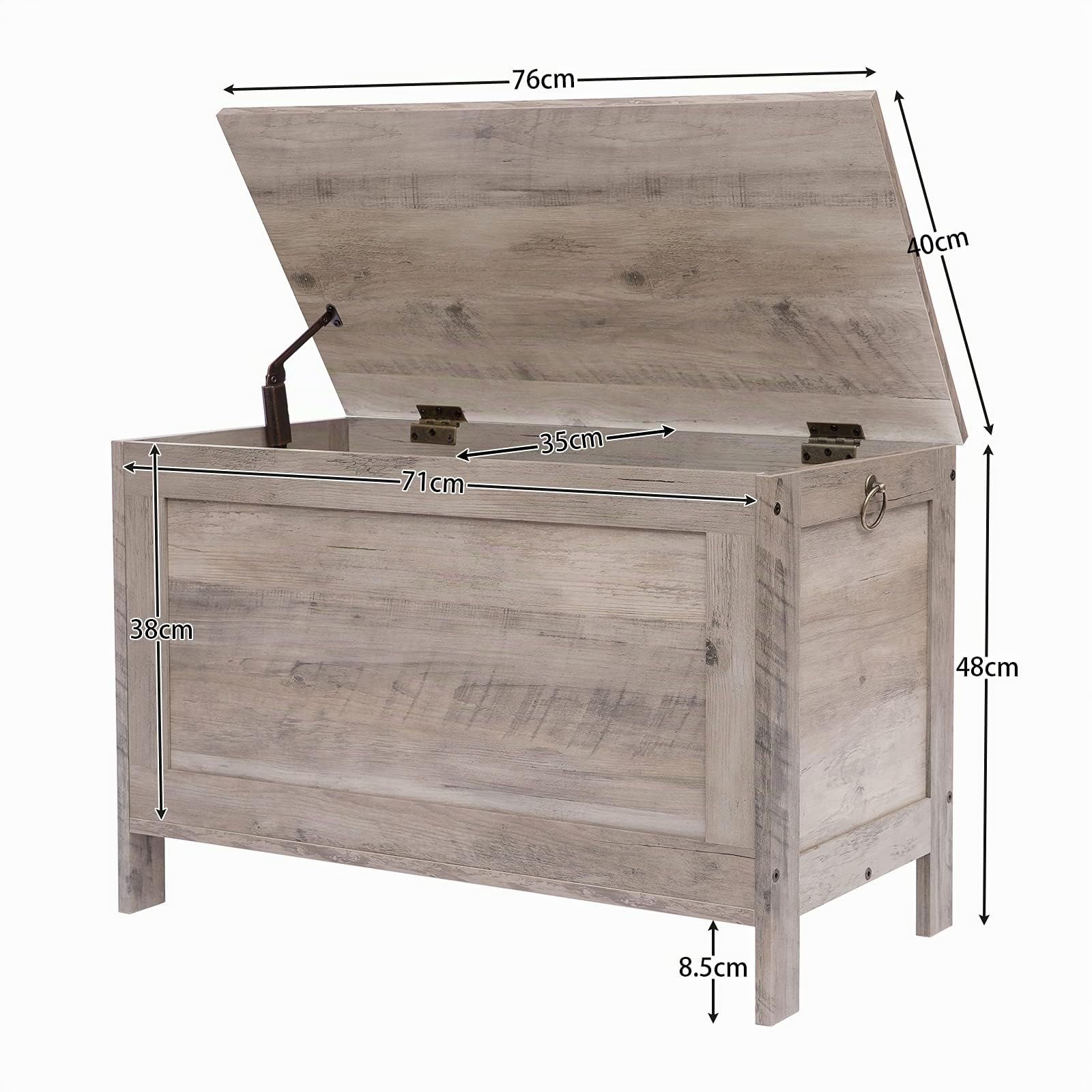 HOOBRO Truhen, Sitzbank mit Stauraum, Spielzeugtruhe mit Deckel, Schuhbank, Sitztruhe, Aufbewahrungstruhe, Robust, Sicherheitsscharniere, Schlafzimmer, Wohnzimmer, 76 cm, Greige EBG75CW01G1