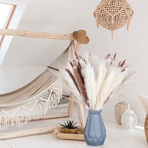 Miniatura 5 de 200 piezas de hierba seca de las pampas de 17 pulgadas, ramo de hierba pomposa esponjosa de caña seca natural, decoración bohemia, pampas marrones y