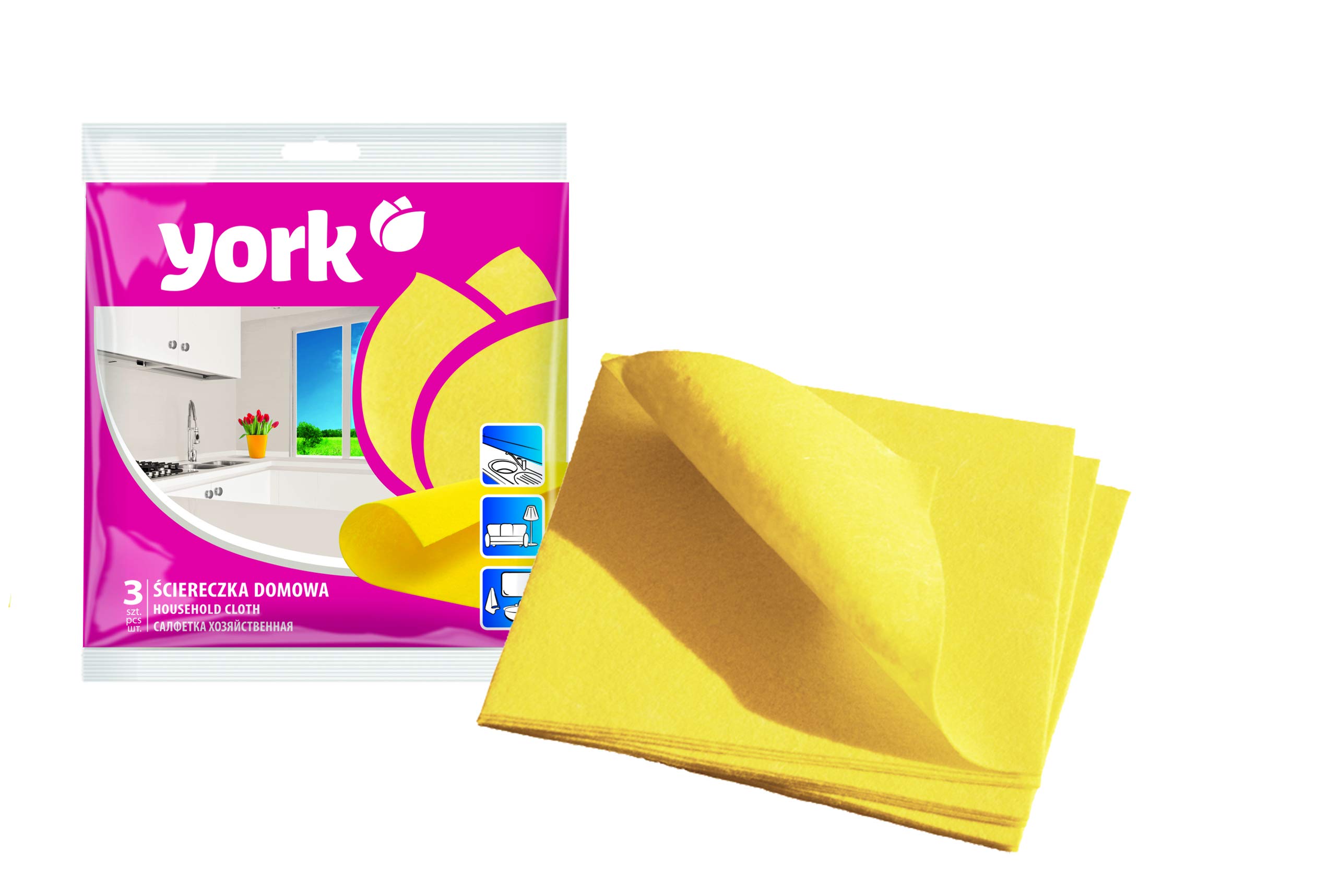 Sponsored Ad - York Universal High Absorbent Cleaning Cloth Lint Free Pack of 3 Piece Reusable Microfiber Cloths for Household Cleaning - Absorbs Dust, Dirt & Liquid Easily-Multicolour