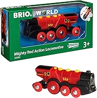 BRIO World Mighty Red Action Locomotive: Battery-Powered Wooden Train with Lights & Choo-Choo Sound for Kids 3+ - Compatible with All BRIO Tracks