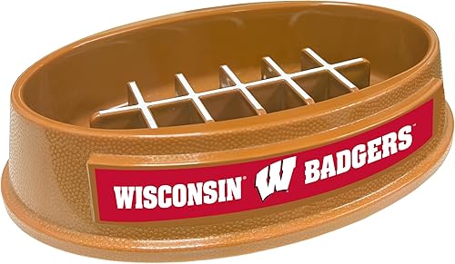 Miniatura 352 de NCAA Super-Bowl Iowa Hawkeyes - Cuenco para perros de alimentación lenta con diseño de fútbol para una digestión saludable. Cuenco antideslizante