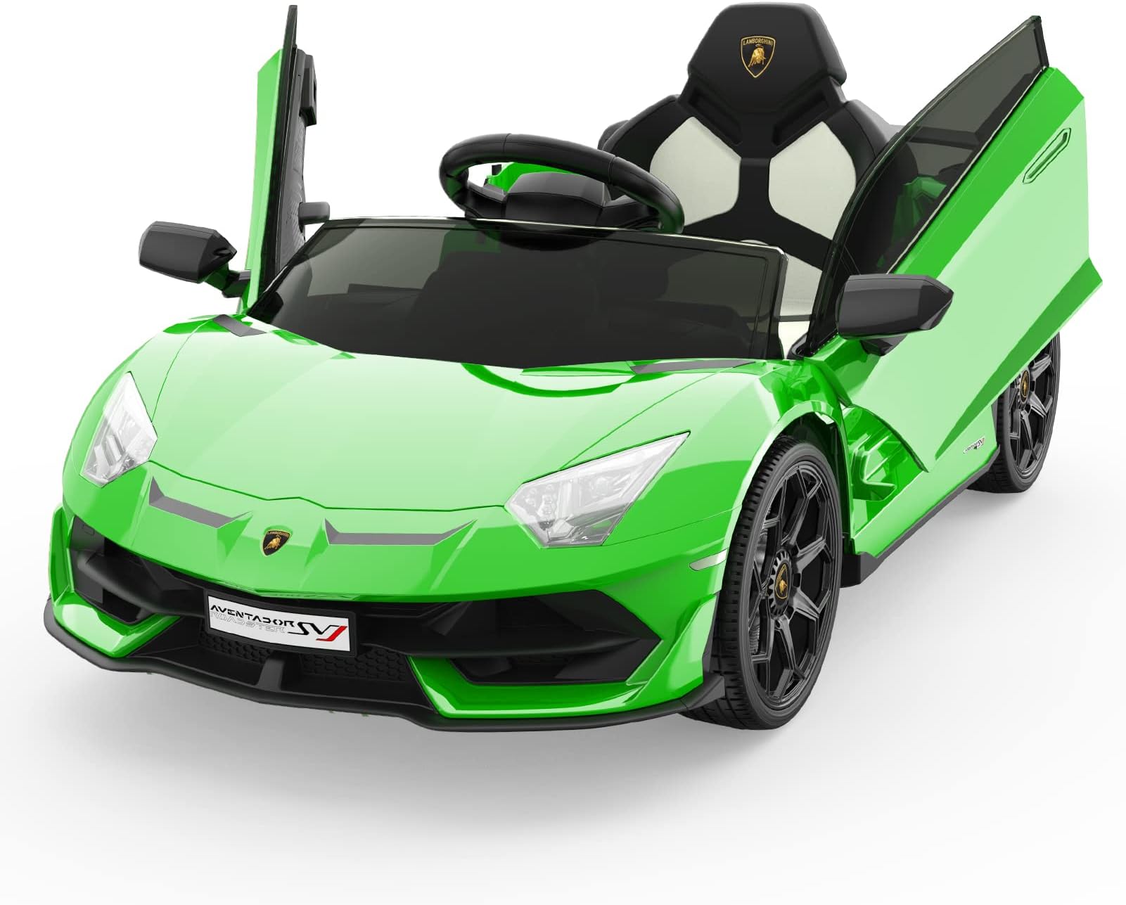 HetoyRide on Car for Kids 12V Licensed Lamborghini Electric Vehicles Battery Powered Sports Car with Control, 2 Speeds, Sound System, LED Headlights and Hydraulic Doors