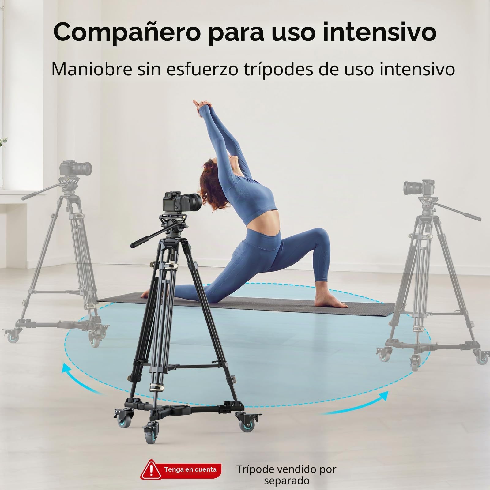 SMALLRIG Trípode para Fotografía de Alta Resistencia con Ruedas de Goma de 3", Patas Ajustables, asa y Bolsa de Transporte, Ruedas de Trípode con Capacidad de 44,1lb para Filmación y Fotografía - 5020