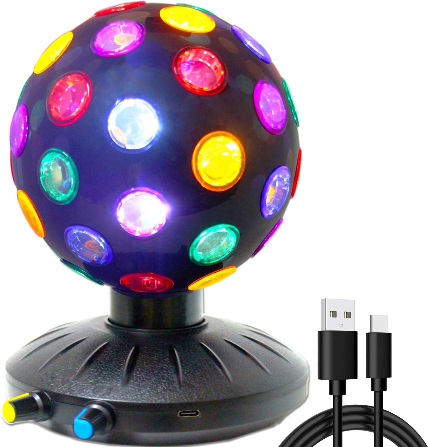Spinning Disco Ball LED Night Light Projector 360° Rotary Speed/Brightness Adjustable Lamp for Parties, Lighting, Halloween, Christmas, Birthday, Holiday, Club, Bar (USB/Battery Operation)