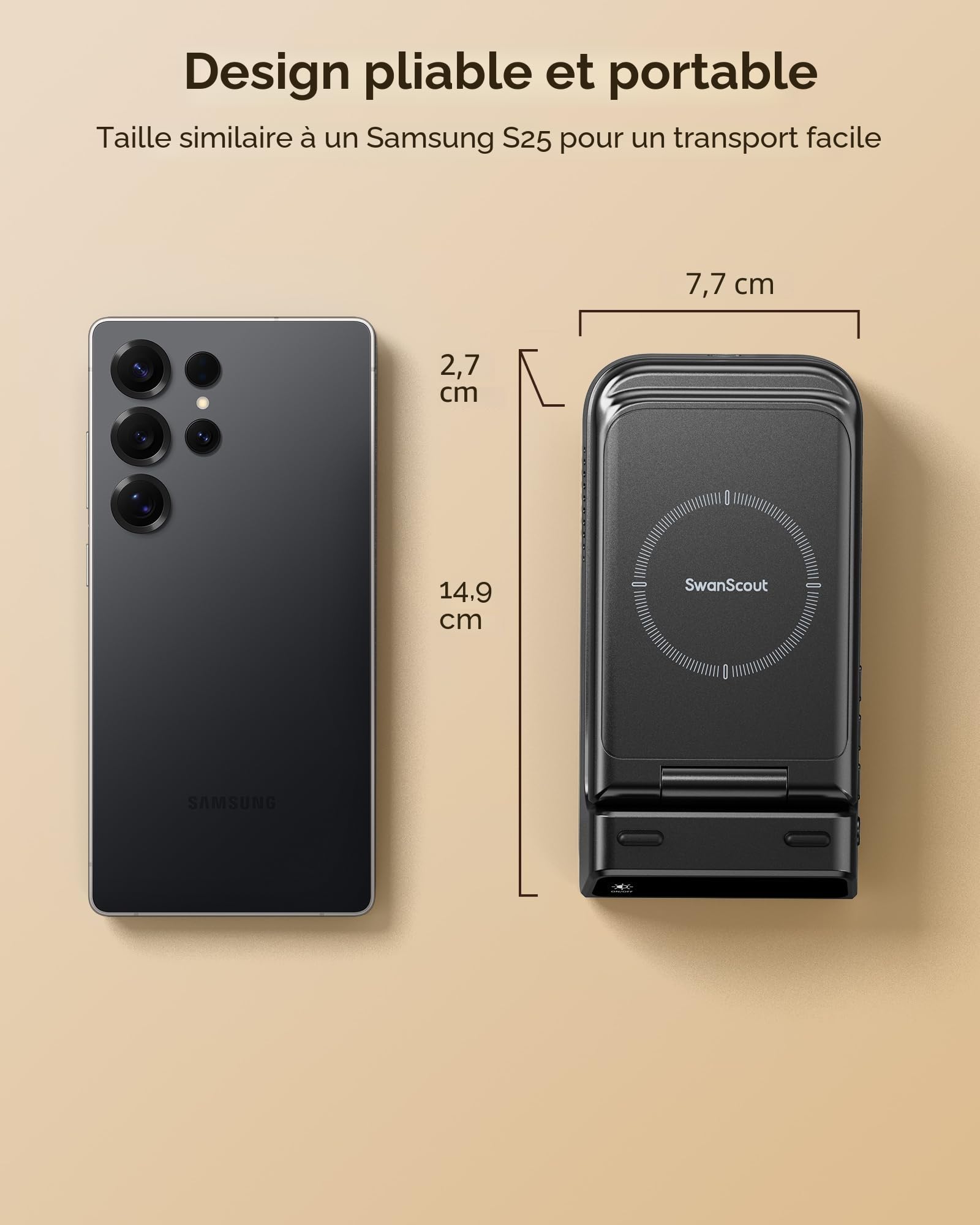 Chargeur Induction pour Samsung S26 Ultra, Station de Charge pour Samsung S26/S25/S24, 3 en 1 Chargeur sans Fil pour Galaxy Watch 8/8 Classic/Ultra/7/6, Galaxy Buds 4 Pro, SwanScout 703S (No Adapter)
