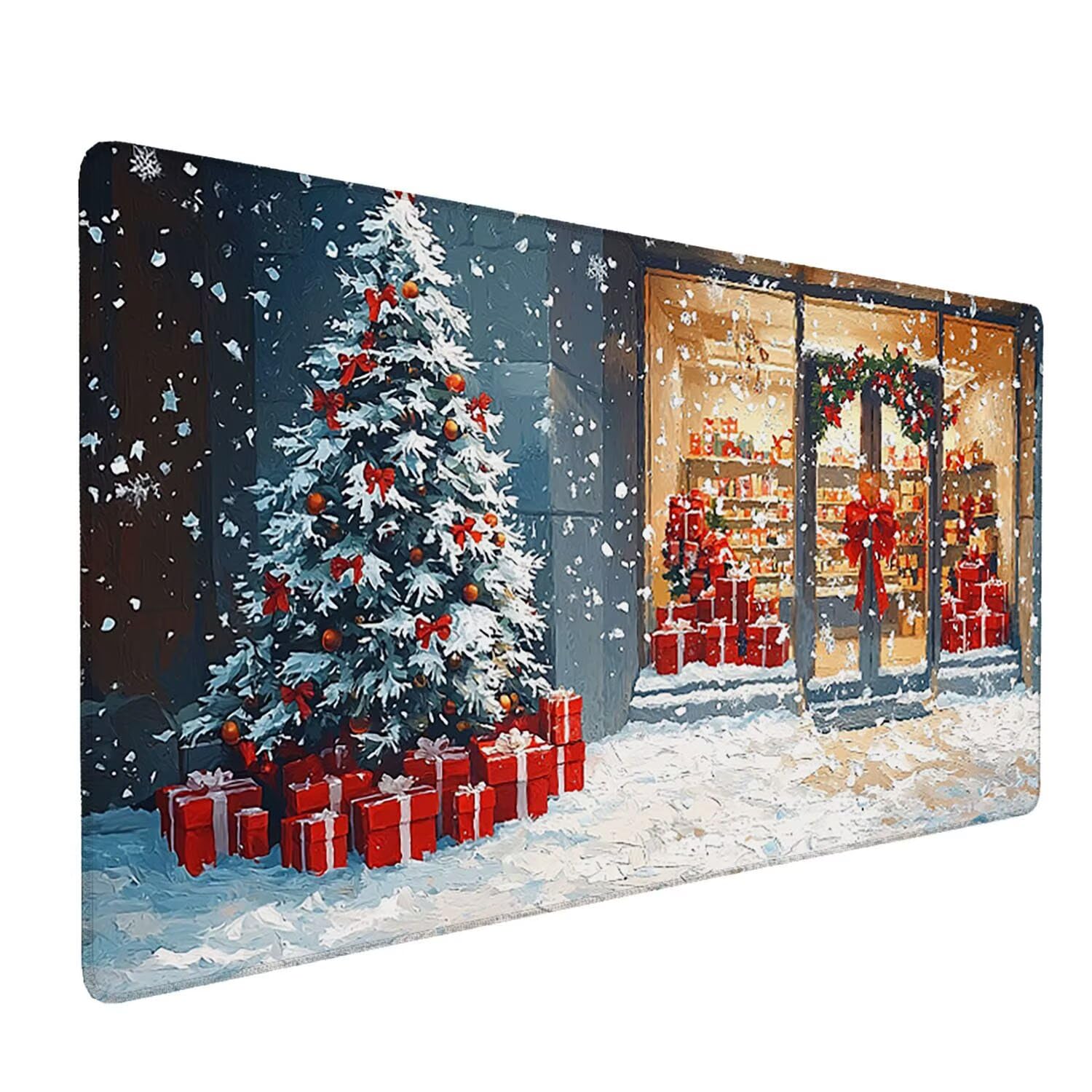 Podkładka pod mysz XXL, 1000 x 500 x 3 mm, gamingowa podkładka pod mysz z przyszytymi krawędziami, wodoodporna, z gładką powierzchnią, podkładka pod mysz pod choinkę, podkładka pod mysz do wszystkich
