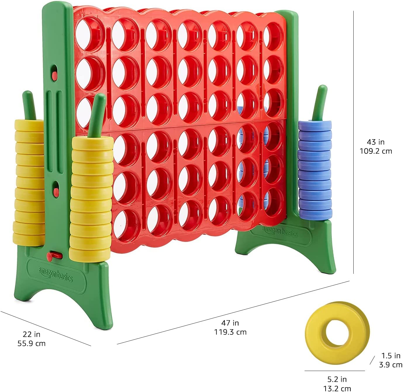 Amazon Basics Giant 4-In-A-Row, 4-To-Score Premium Plastic Game Set