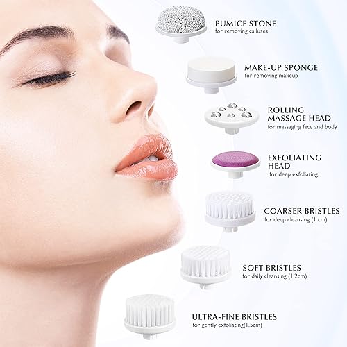 Miniatura 48 de Cepillo de limpieza facial: Dispositivo limpiador eléctrico exfoliante giratorio, impermeable con limpieza profunda y exfoliación giratoria; máquina