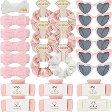 Bridesmaid Scrunchies Proposal Hair claws clips Set of 12 Bridal Shower heart sunglasses Gifts for Wedding Bachelorette Party Favors 24pcs White&Pink headband