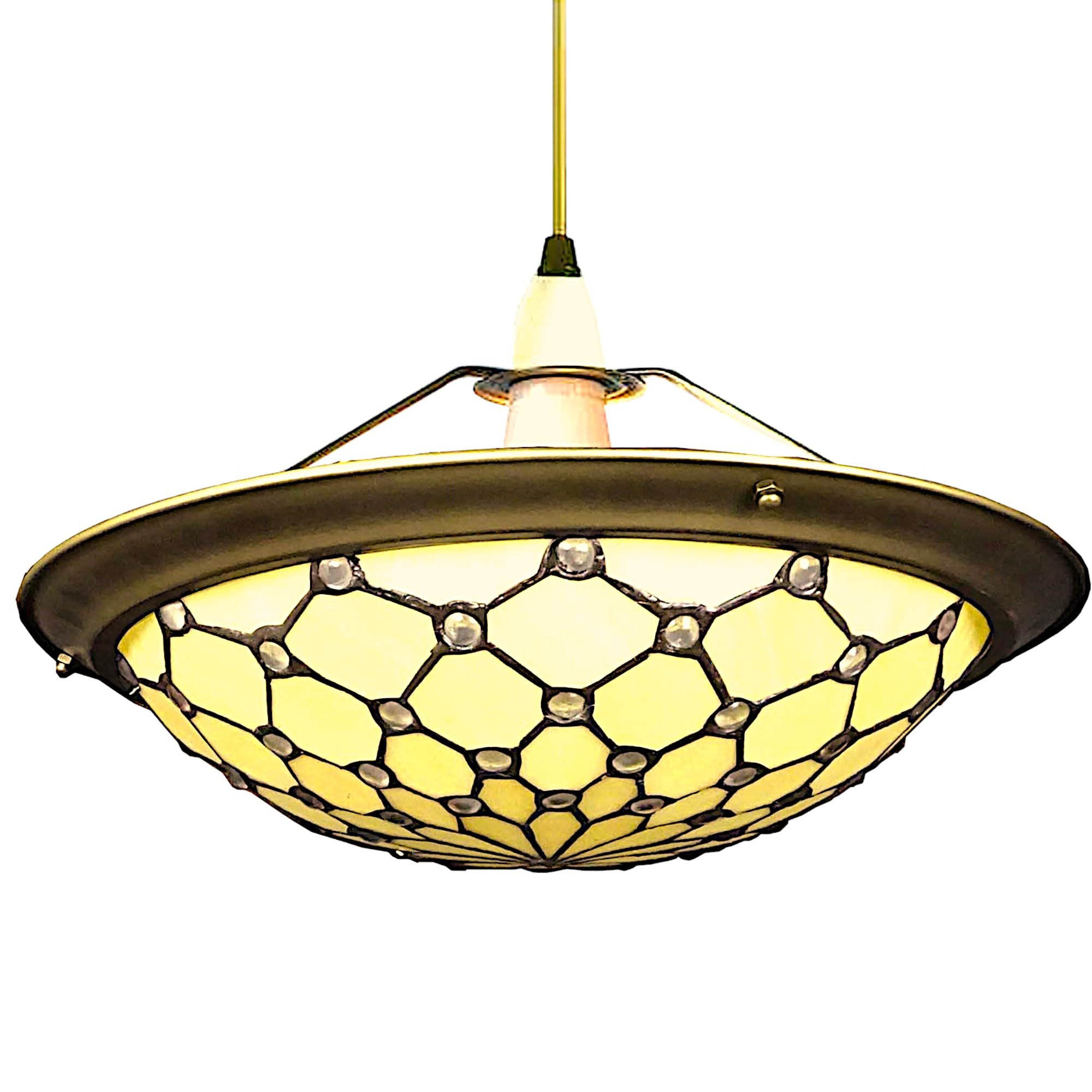 Loxton Lighting White 35Cm Jewel Tiffany Uplighter Pendant Lampshade Easyfit Es/Bc Shade Ring