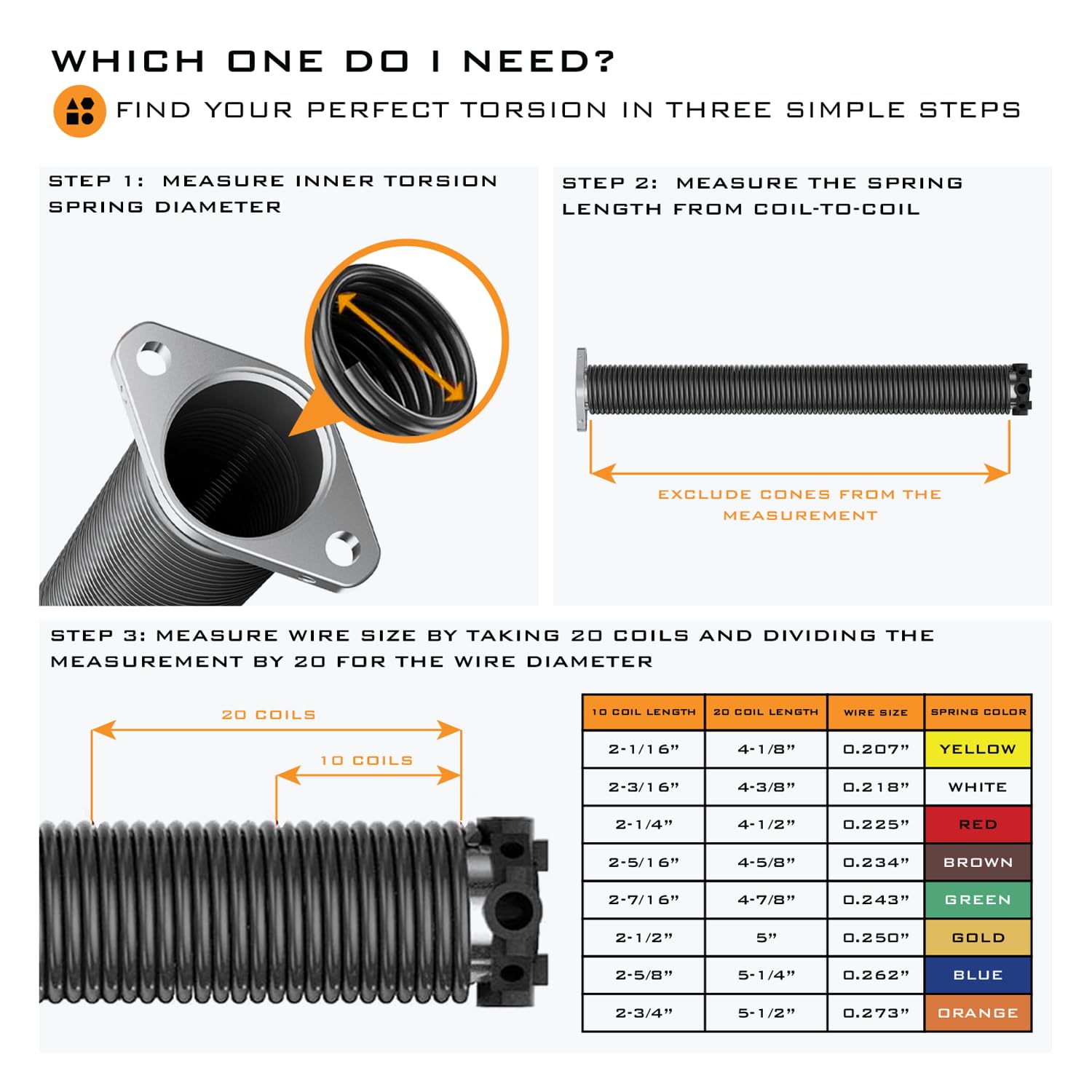 Paire de ressorts de torsion complets diam. 51 mm x fil 5,0 mm