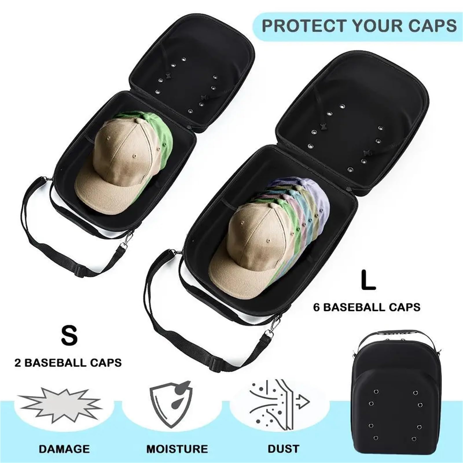 Baseball Hut Reisetasche Schützende Tragbare Fall Outdoor Organizer Sport Kappe Lagerung Träger Box Rucksack für Schrank oder Reise(M)