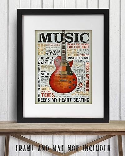 Miniatura 7 de "Love of Music" - Guitar Quote Wall Art Print - 8x10 Funny Music Poster For Home, Bar, Studio, And Man Cave Room Decor, Unframed