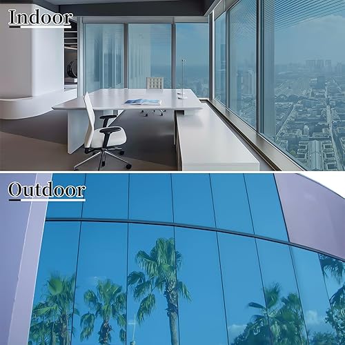 Miniatura 3 de Bloss Película reflectante unidireccional para ventana, privacidad diurna, no adherente, estática, tinte, anti UV, control de calor, película de