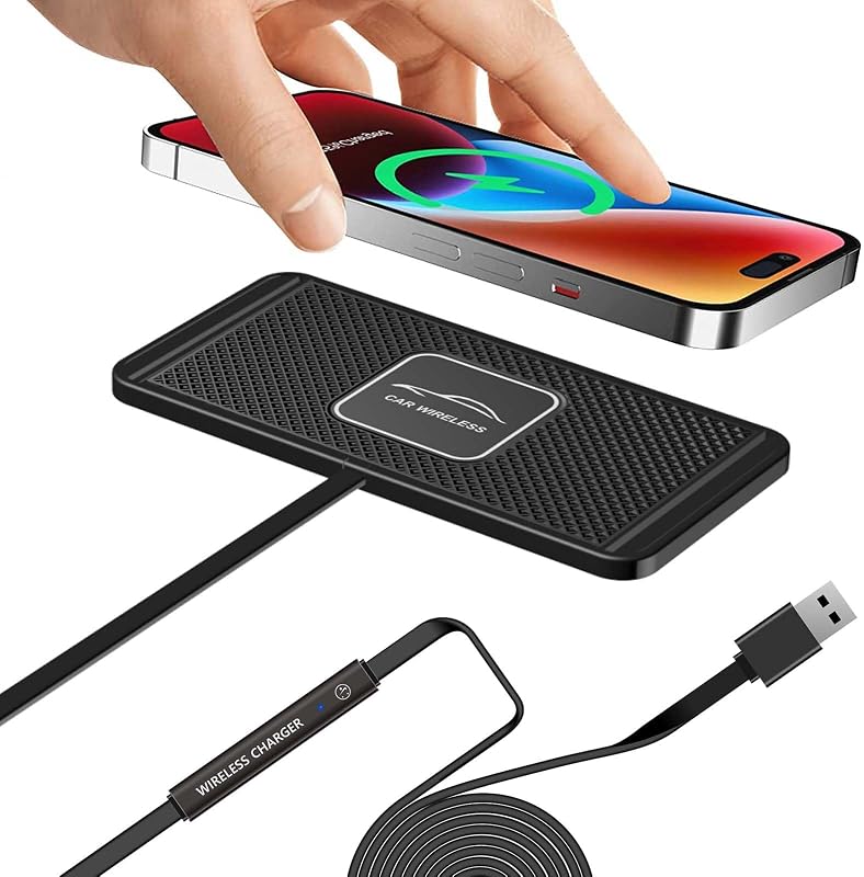 Cargador de auto inalámbrico Qi almohadilla de carga rápida 15 W 10 W 7,5 W adaptador de carga para iPhone 14 13 12 Mini 11 Pro Max 8 Plus X XR Xs Airpods Samsung Galaxy Buds S21 S22 S23 S24 teléfonos Android (cable de 39 pies de largo)