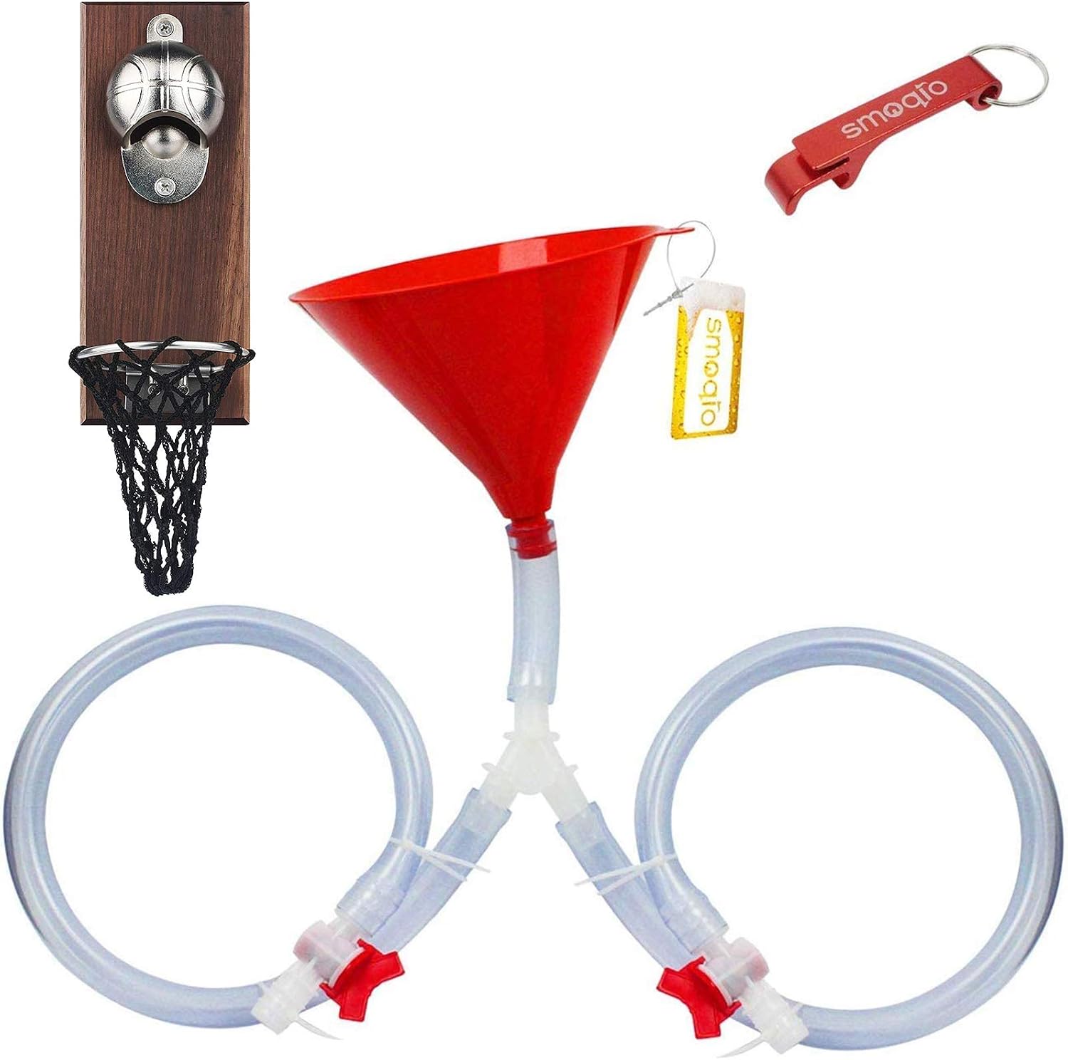 Amazon.com: SMOQIO Beer Bong Funnel Double Header with Valve and Wall ...