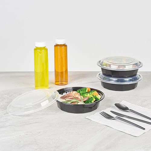 Miniatura 205 de Restaurantware Asporto - Cajas para llevar de 16 onzas, 50 recipientes de alimentos para llevar para microondas, tapas de plástico transparente Negro