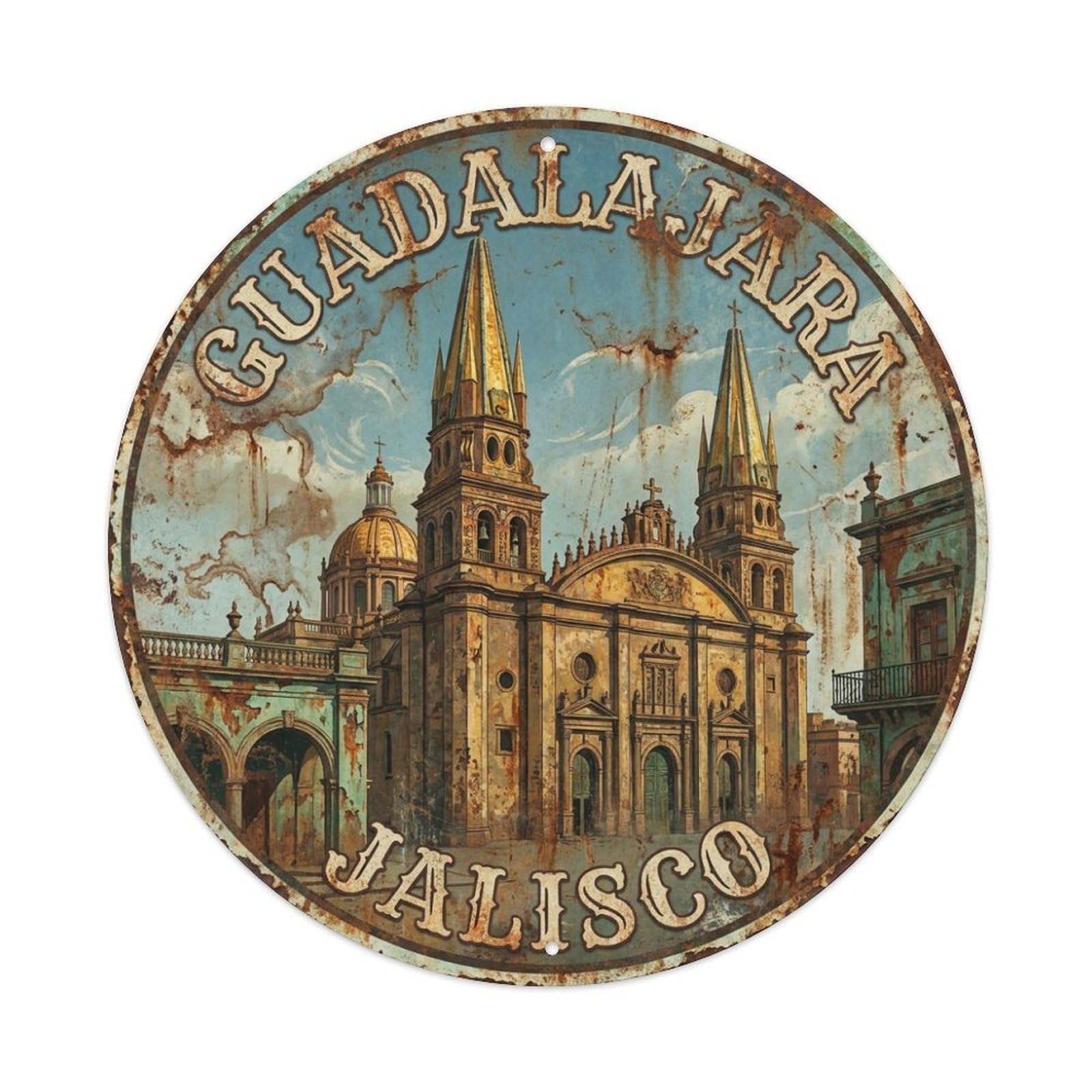 Galvaxio Style Mexico Vintage Travel Guadalajara Metal Tin Sign