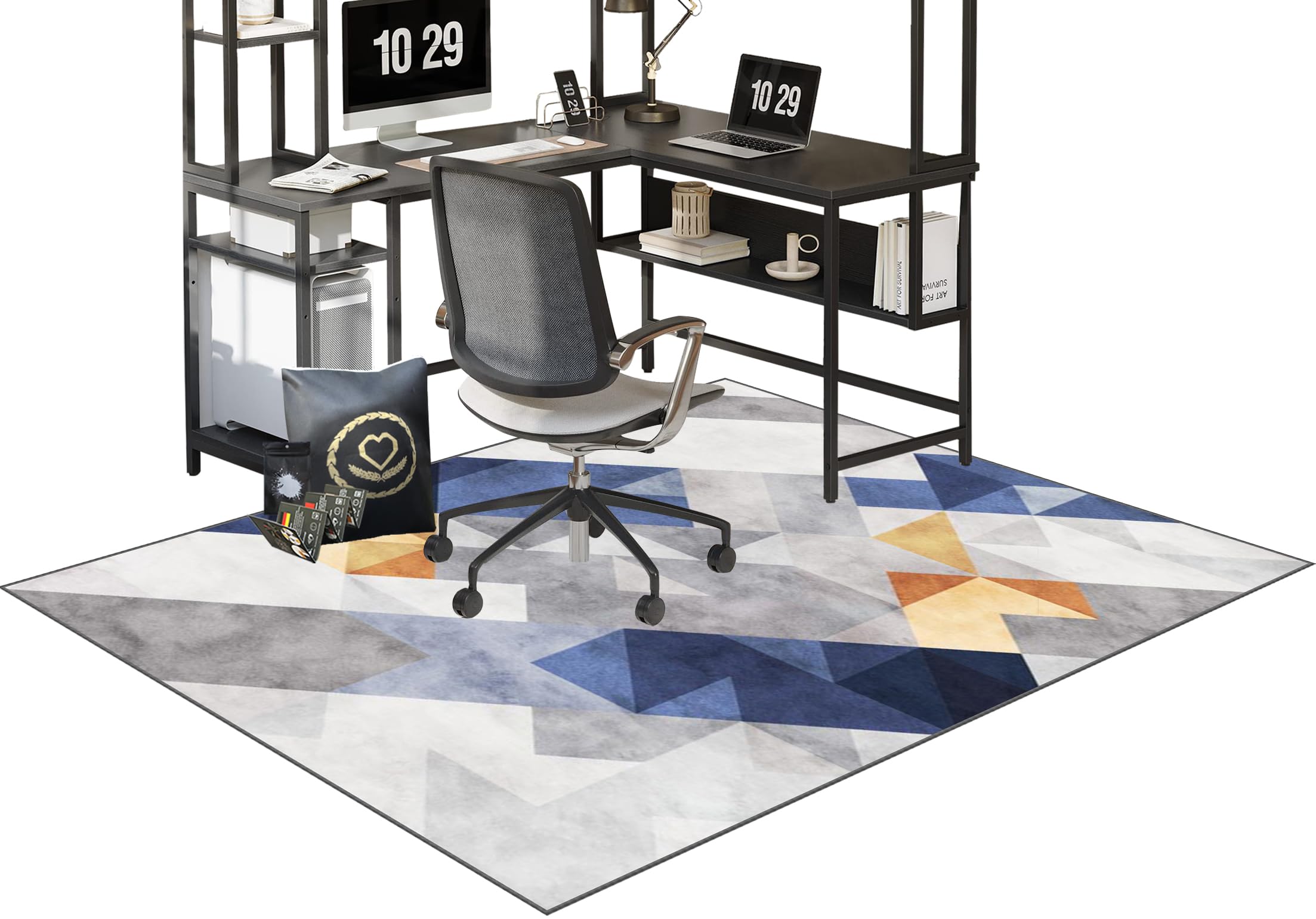 Fzamudng Office Gaming Chair Mat for Carpeted Floors Carpet Chair Mats Gaming Chair Mat Floor Protector for Rolling Chair Floor Mats Wood/Tile Protection Mat for Office Home Chair Mats 130 x 160 cm — image 1