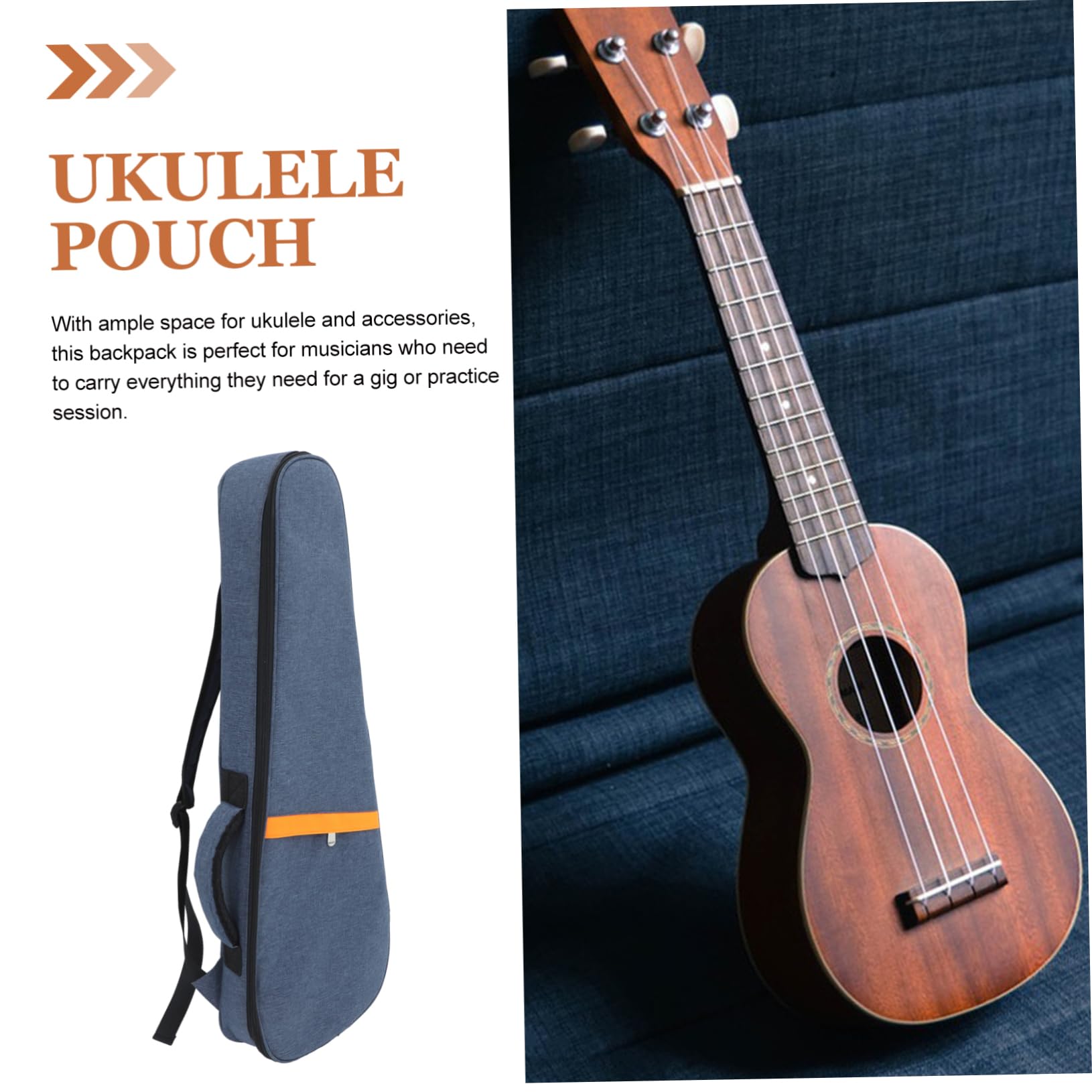 Paquet de Rangement Construction Robuste et Léger pour Ukulélé 26 Pouces en Tissu Oxford Bleu Mousse Épaisse pour Séances de Pratique et Concerts