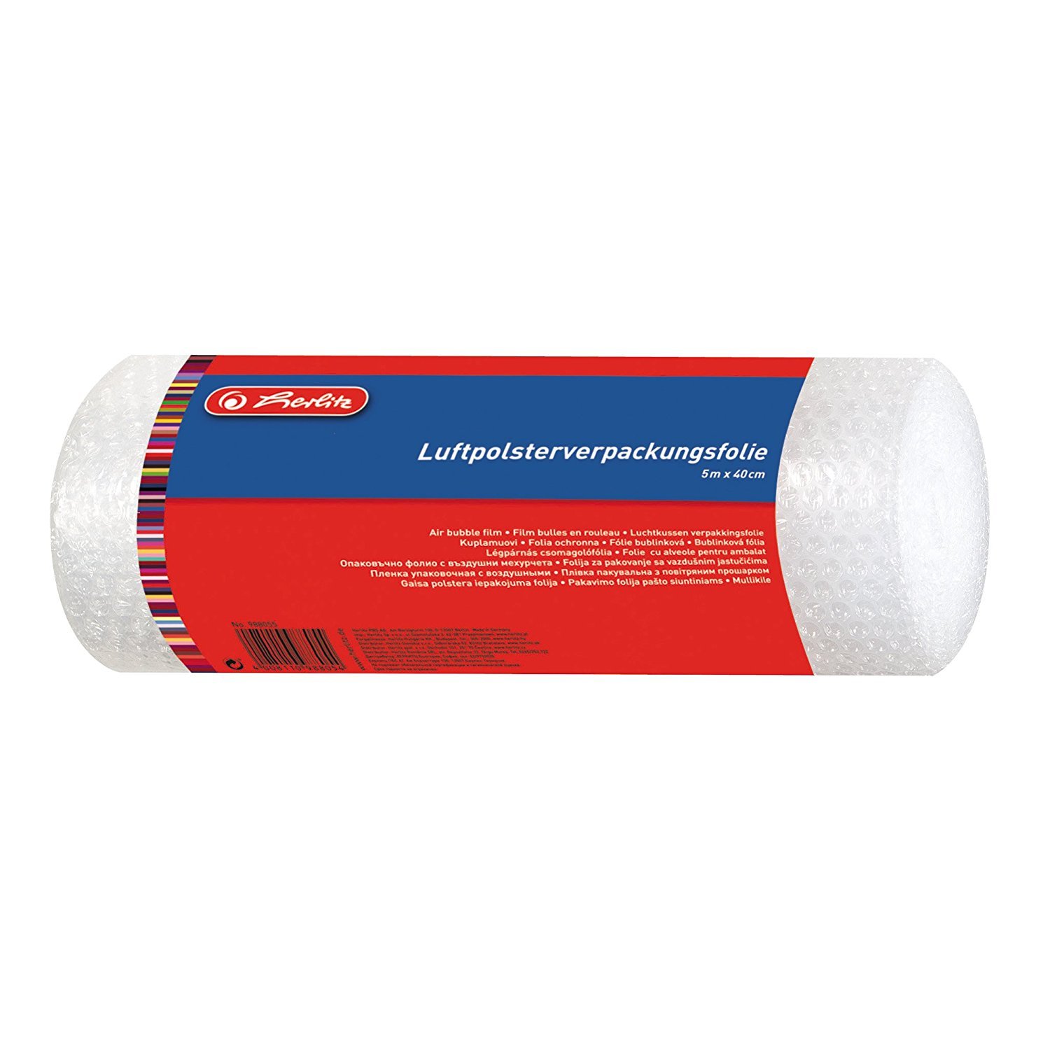 Herlitz Luftpolsterfolie, gerollt, im Polybeutel, 5 m x 40 cm (Luftpolsterfolie, 20 Rollen)