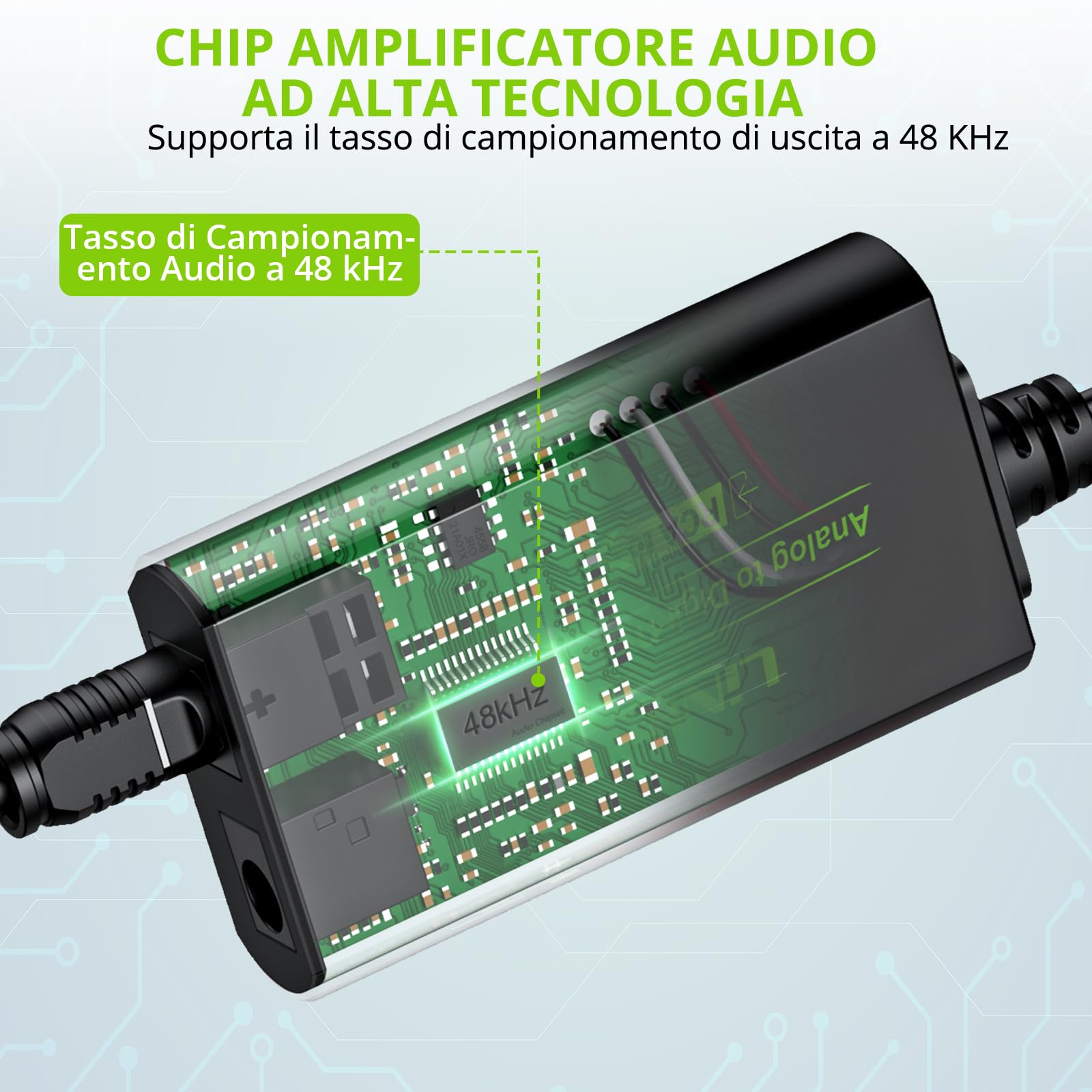 LiNKFOR Convertitore Audio RCA-SPDIF con Cavo da 1m, Adattatore Ottico Analogico-Digitale per HDTV