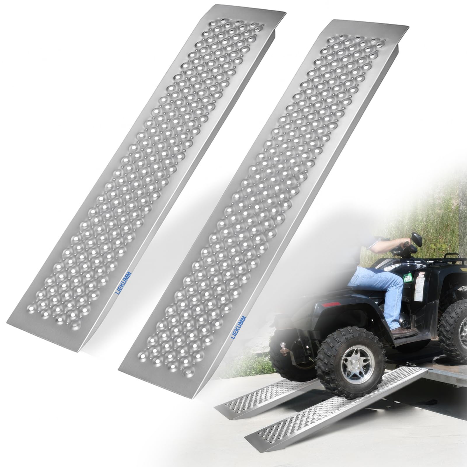 LIEKUMM Rampas de Carga, 120 cm Rampa de Acceso, Capacidad 400 kg Rampa Moto, rampa de Carga para Motocicleta, Remolque, Quad, turismos, 2 Paquete