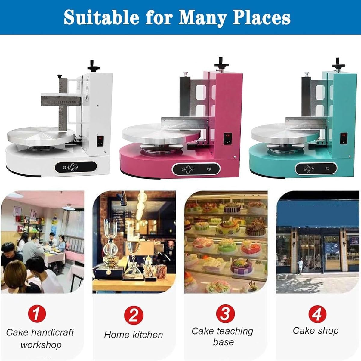 Máquina automática de revestimiento de pasteles, raspador eléctrico giratorio de borde con plato giratorio de 35 cm, ideal para alisar y pulir glaseado en pasteles