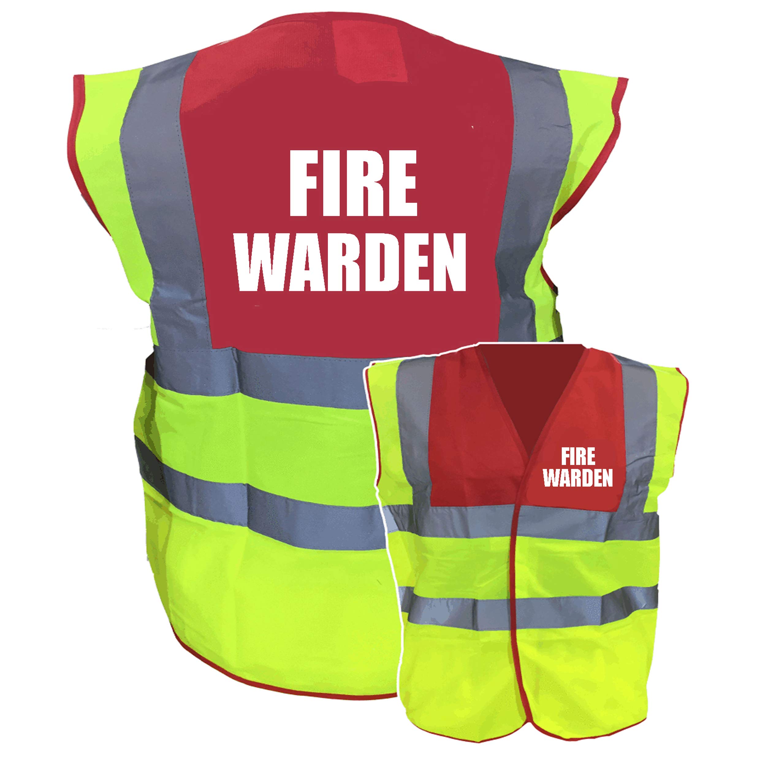 Fire Warden Yellow Red Hi Vis Viz Reflective Safety Vest Waistcoat, Reflective High Visibility, supplied by Simply Hi Vis Clothing UK
