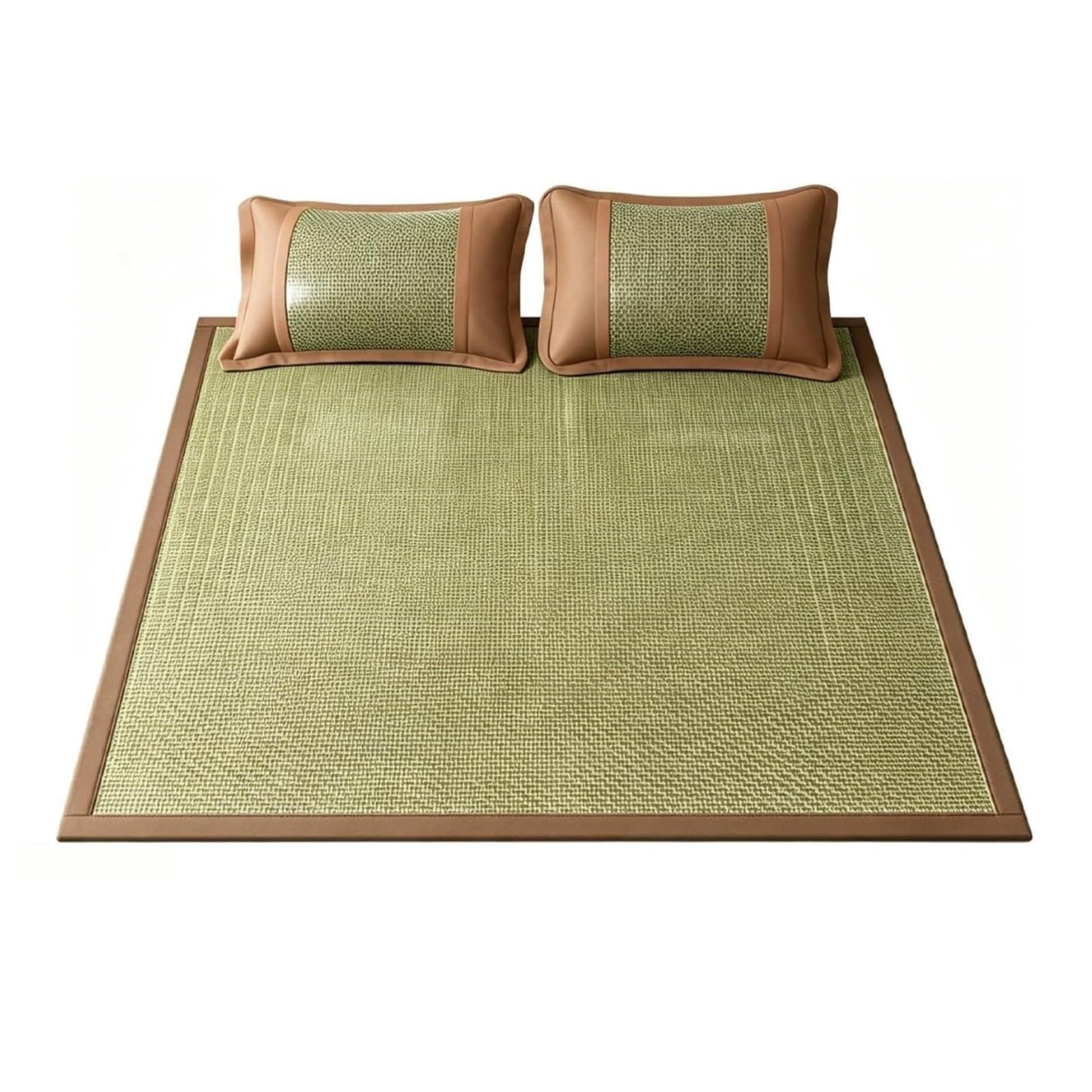 Summer Ice Silk Sleeping Mat, Smooth Woven Sleep Surface, Foldable Rattan Bed Pad with Matching Pillowcases, for Bedroom, Dormitory, Guest Room, Apartment, Home(90 * 190cm/35.4 * 74.8in)