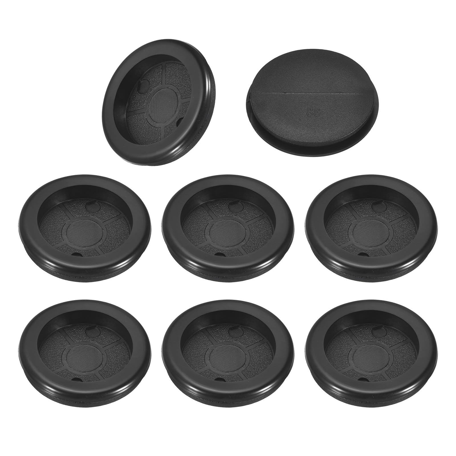 Unifizz 8Pcs Rubber Cables 1-1/2"(38mm) Drill Hole, 1-1/4"(31mm) Single-Sided Hole Plug Ring Gaskets for Cable, Cord Protection Worktops, Cabinets, Appliances and Electrical Panels, Black