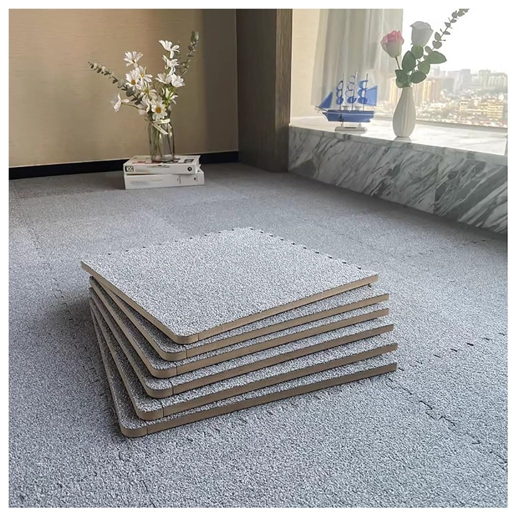 Short-pile Interlocking Carpet Tiles Thin Foam Interlocking Floor Mats Soft Comfort Solid Colored Puzzle Mat Floor Mats Four Seasons Interlocking Mat(Light Gray,20pcs)