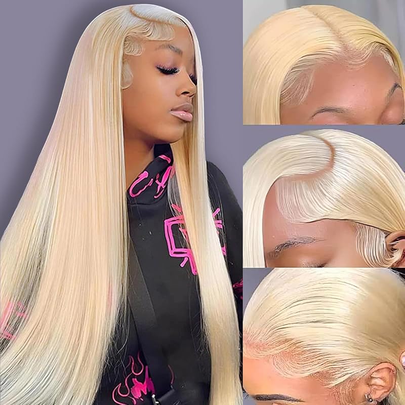 LETMIEO 30 pulgadas 613 13x6 peluca con malla frontal cabello humano peluca de encaje rubio | 180% de densidad, peluca de encaje transparente HD prearrancada, peluca recta con línea de cabello natural sin pegamento para mujeres
