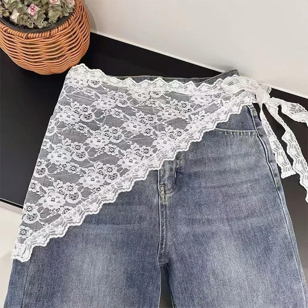 LIUXIN Triangular Lace Handkerchief Personalized Trendy Layering Of Small Aprons Soft Versatile Korean Headscarf Hair Scarves