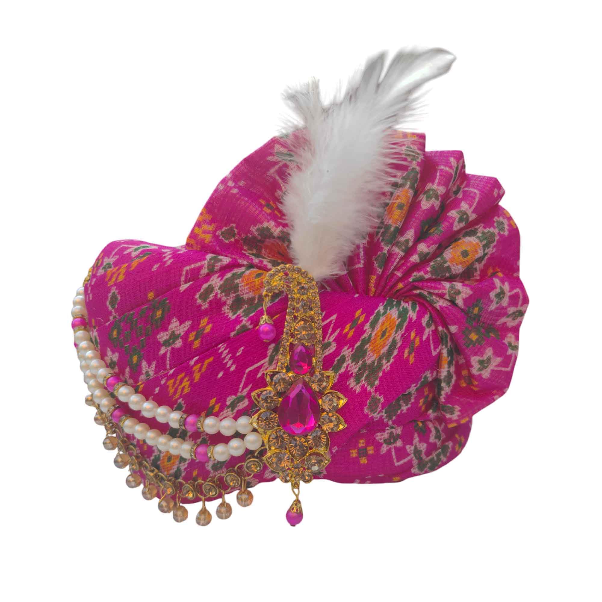 krypmax Traditional Readymade Wedding Safa/Turban/Pagdi/Pheta for Men (Rani Colour, Size: 22 to 22.5 Inch)-picture-10