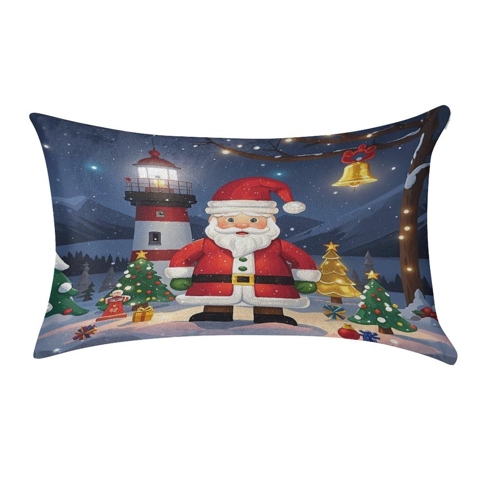 FekiLoot Lighthouse Santa Pillow Cover Modern Lumbar Pillow Covers Easy Care Velvet Pillowcase Super Soft Cushion Case Rectangular Throw Pillow Cover for Couch Sofa Bedroom Car Decor