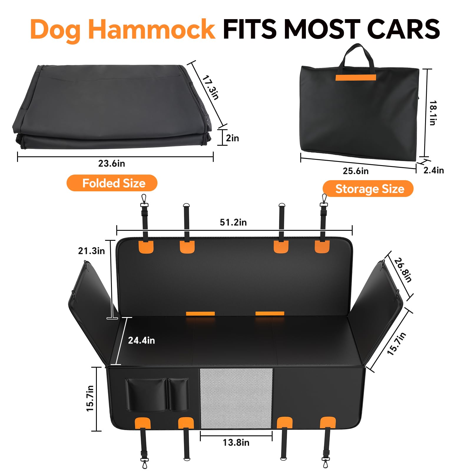 FALDAA Dog Car Seat Cover, Back Seat Extender for Dogs 400LBS Capacity, Dog Hammock for Car PU Leather, Hard Bottom Dogseat Cover Universal Car Fit, Waterproof DogSeat Cover for Car SUV Truck - image 7