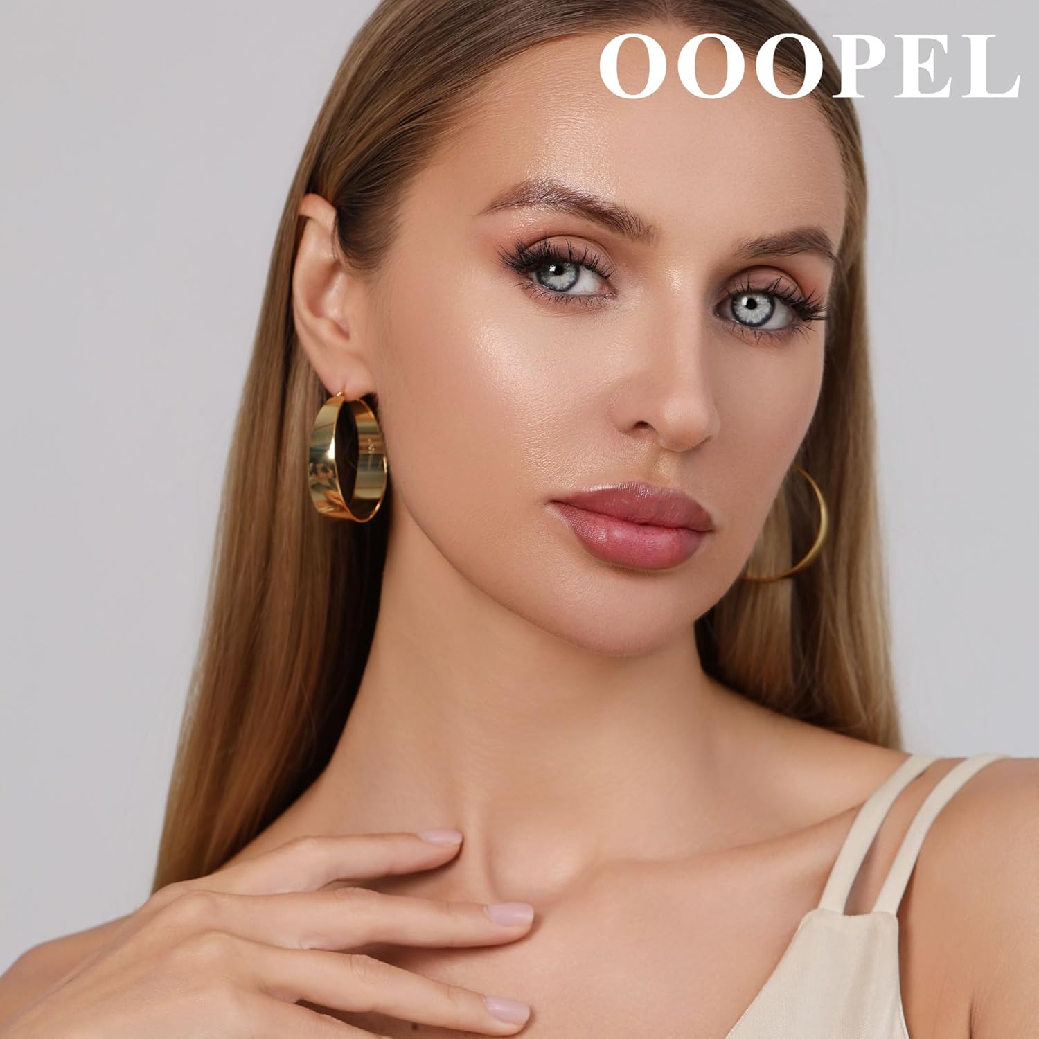 OOOPEL 10mm Wide 925 Sterling Silver Hoops Earrings for Women, 14K Real Gold Plated Hoop Earrings for Women Hypoallergenic Lightweight Oversize Big Gold Hoop Earrings Jewelry Gifts 30/40/50/60MM - Image 7