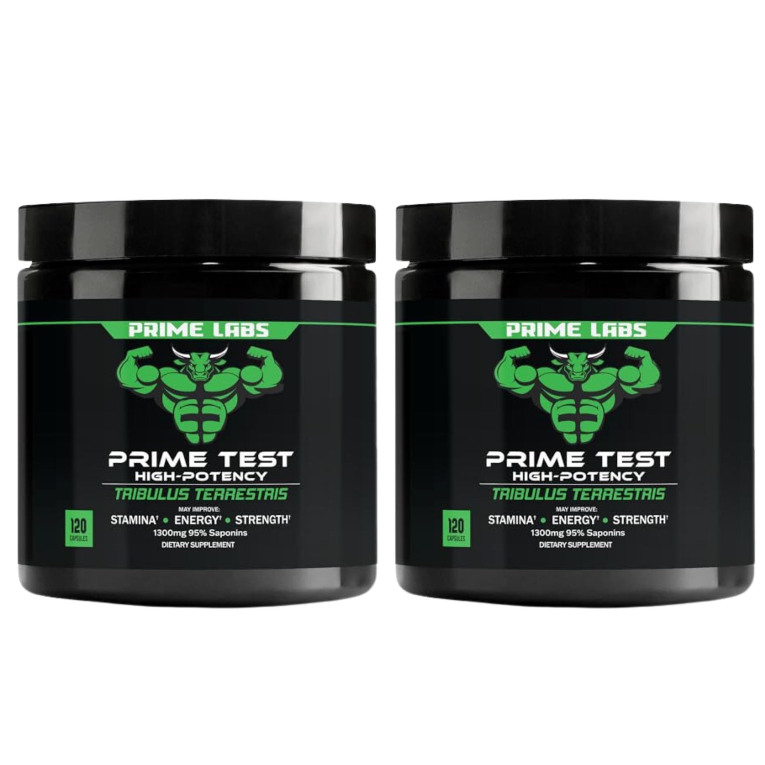 Prime Labs Tribulus Terrestris for Men (2-Pack) - Men's Supplement with 95% Saponins - Energy & Vitality Booster - with 1,300 mg Tribulus Terrestris Extract