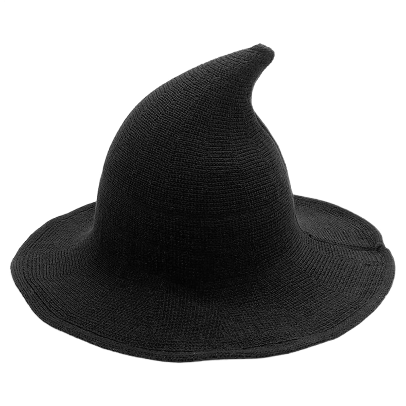 Halloween Witch Hat Knitted Wool Foldable Witches Hat Solid Color Pointed Cap Cosplay Costume Accessory Fancy Dress Party Prop Carnival Wide Brim Daily Headwear