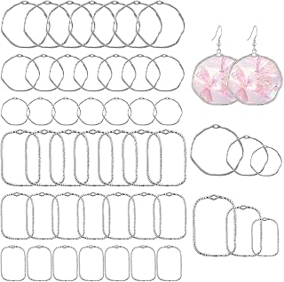 Gtziqa 48pcs Rose Gold Alloy Open Back Bezel Pendants - 6 Sizes 2 Styles Hollow Frames for Resin Jewelry DIY