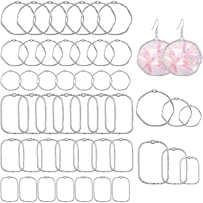 48 Pcs Alloy Open Back Bezel Pendants, 6 Styles Hollow Frame Pendants Ring for Resin Jewelry Making