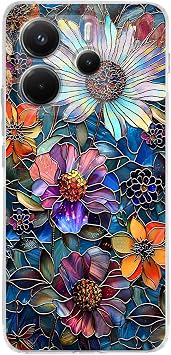 PrintiFy Redmi Note 14 5G ile Uyumlu Vitray M cevher Flora Tasar ml   effaf Silikon K l f
