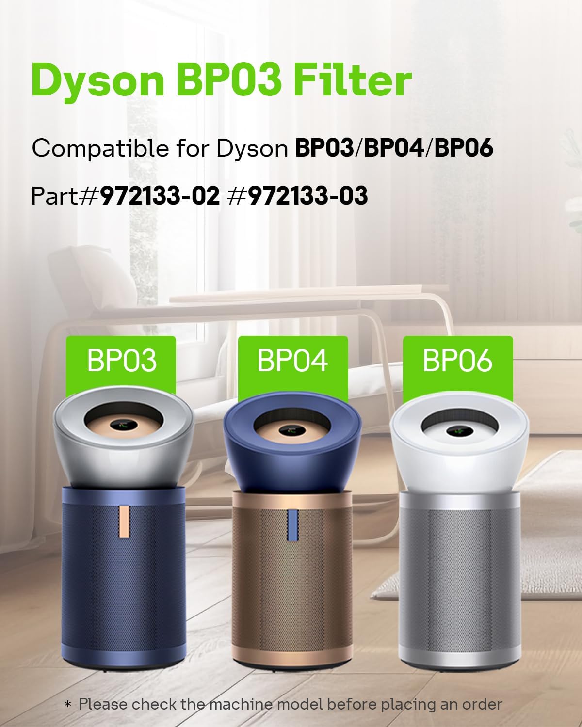 1 Pack BP03 Replacement True Filter Compatible with Dyson BP03/BP04/BP06 Efficiency Carbon Filter, BP03/BP04/BP06 Puri-fier Big+Quiet Formaldehyde Extra Large #972133-02 & 972133-03