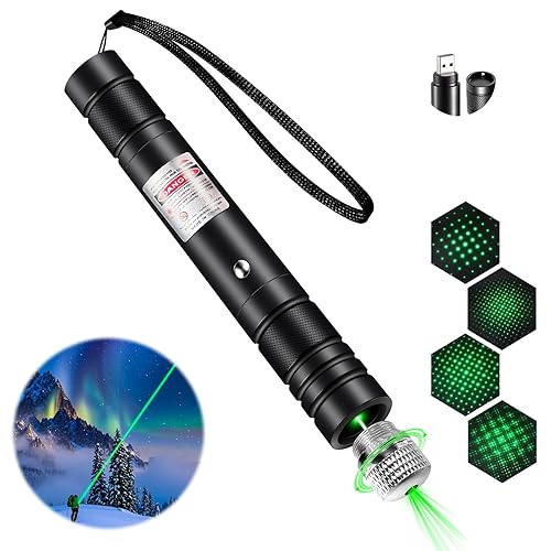Laser Pointer de Alta Potencia, Luz Indicadora de Puntero Láser Verde, Puntero Láser de Largo Alcance para Senderismo, Carga USB