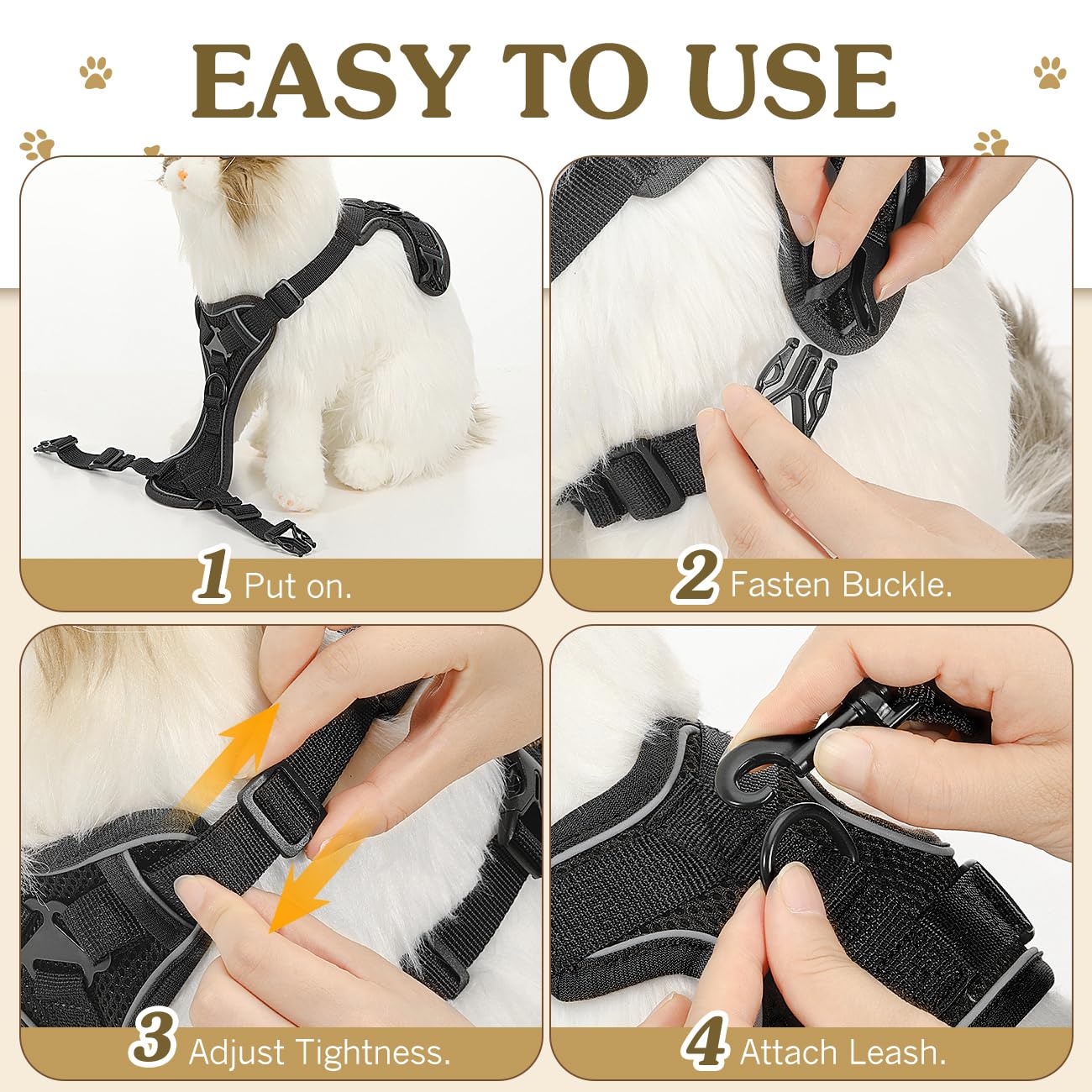 VavoPaw Set di Pettorina e Guinzaglio per Gatti, Pettorina Regolabile per Gattini con Striscia Riflettente in Rete Traspirante, Gilet di Sicurezza a Prova di Fuga per Gatti Cuccioli, XS Nero