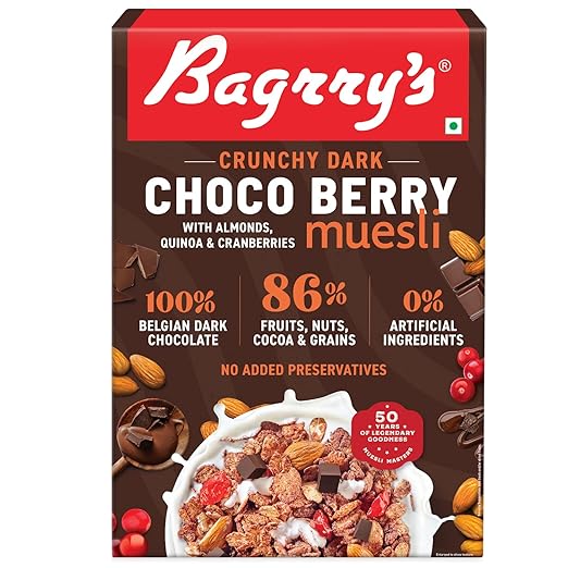 Bagrrys Crunchy Dark Choco Berry Muesli With Almond,Quinoa