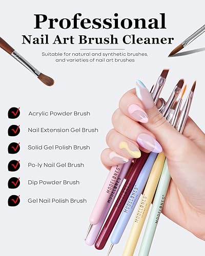 Miniatura 5 de modelones Limpiador profesional de pinceles de uñas para limpiar gel sólido de 2.7fl oz + 21 colores paleta de manicura de gel sólido + 2 pinceles